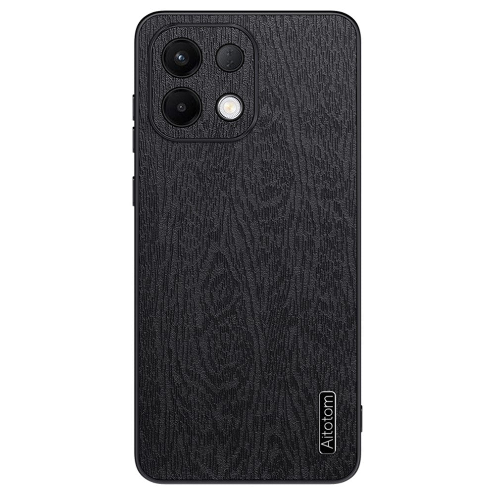 Trästrukturskal till Oppo K13 5G / K13x / K12s (Kina) PU-läderbelagt PC TPU-mobilskal
