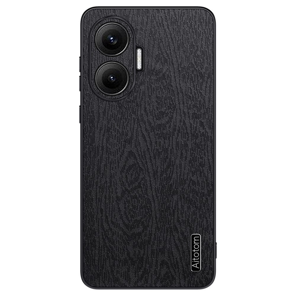 For Xiaomi Poco F7 5G / Redmi Turbo 4 Pro 5G Case Wood Texture PU Leather Coated PC TPU Phone Cover