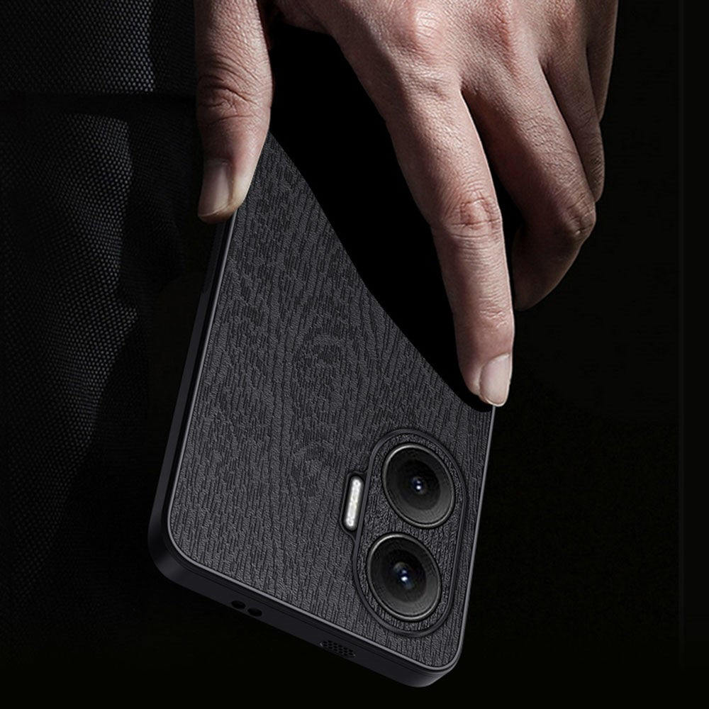 For Xiaomi Poco F7 5G / Redmi Turbo 4 Pro 5G Case Wood Texture PU Leather Coated PC TPU Phone Cover