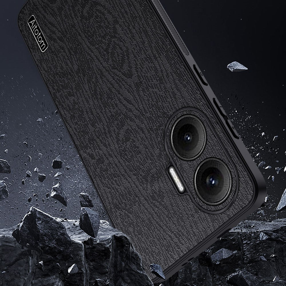 For Xiaomi Poco F7 5G / Redmi Turbo 4 Pro 5G Case Wood Texture PU Leather Coated PC TPU Phone Cover