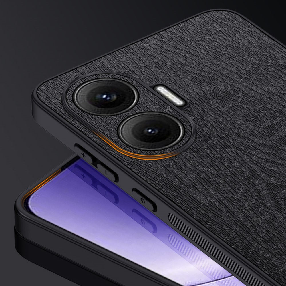 For Xiaomi Poco F7 5G / Redmi Turbo 4 Pro 5G Case Wood Texture PU Leather Coated PC TPU Phone Cover