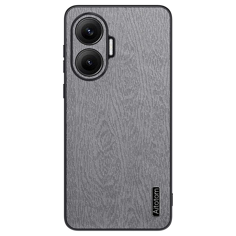 For Xiaomi Poco F7 5G / Redmi Turbo 4 Pro 5G Case Wood Texture PU Leather Coated PC TPU Phone Cover