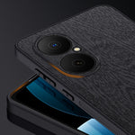 For Huawei Enjoy 80 Case Wood Texture PU Leather Coated PC TPU Phone Cover