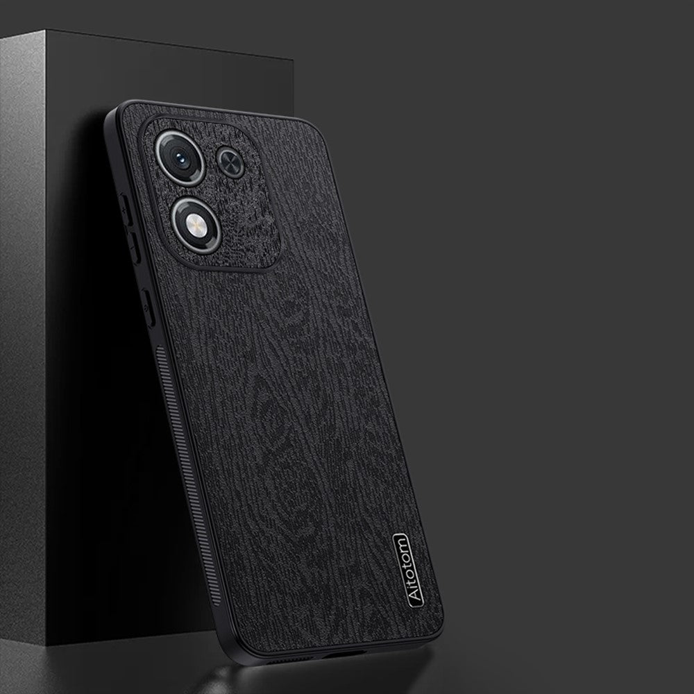 For Honor X70i Case Wood Texture PU Leather Coated PC TPU Phone Cover