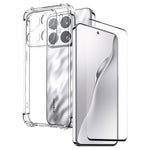 NORTHJO For Xiaomi 15 Pro Case Shockproof TPU Clear Phone Cover with 3D Curved Tempered Glass