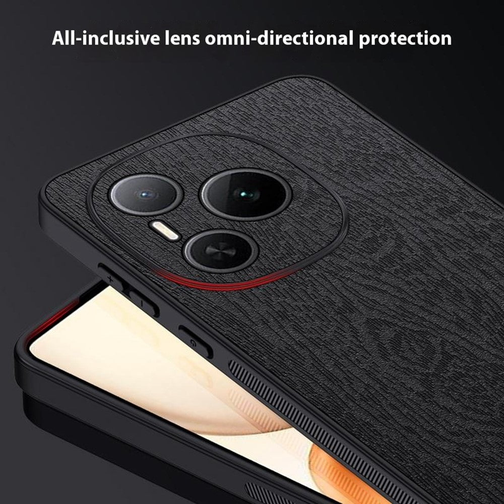 For Honor Power 5G Case Wood Texture PU Leather Coated PC TPU Phone Cover