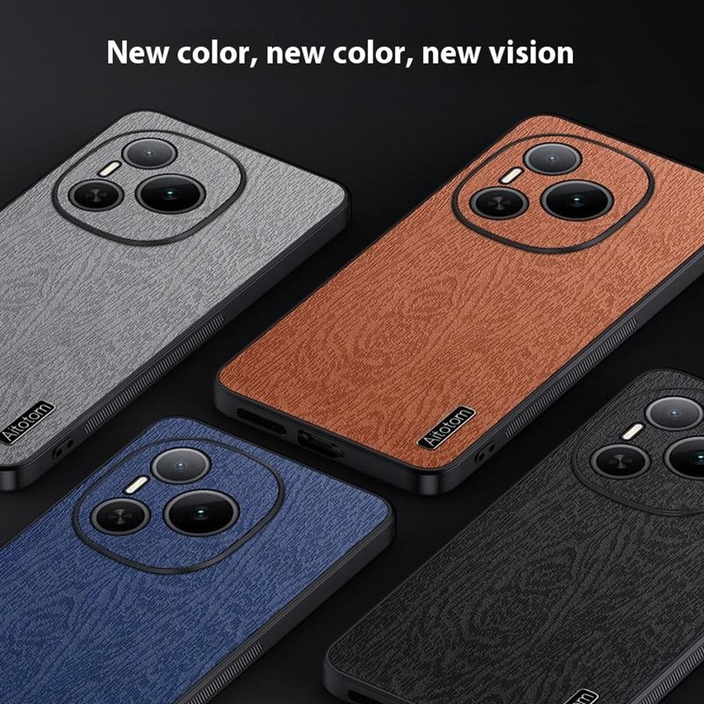 For Honor Power 5G Case Wood Texture PU Leather Coated PC TPU Phone Cover