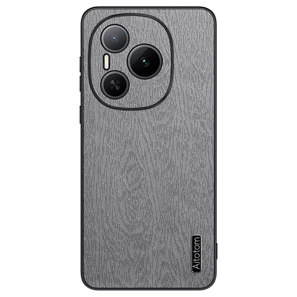 For Honor Power 5G Case Wood Texture PU Leather Coated PC TPU Phone Cover