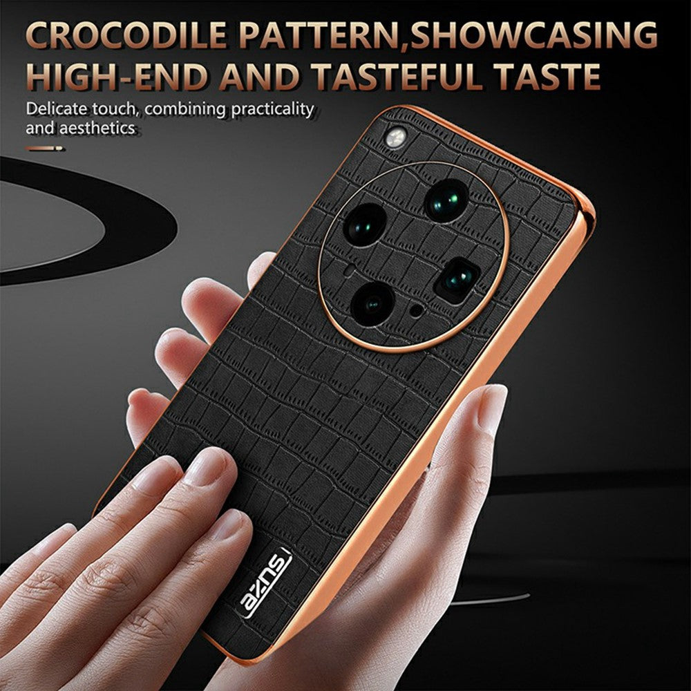 AZNS For Oppo Find X8 Ultra 5G Case Electroplating Crocodile Texture PU + TPU Phone Cover