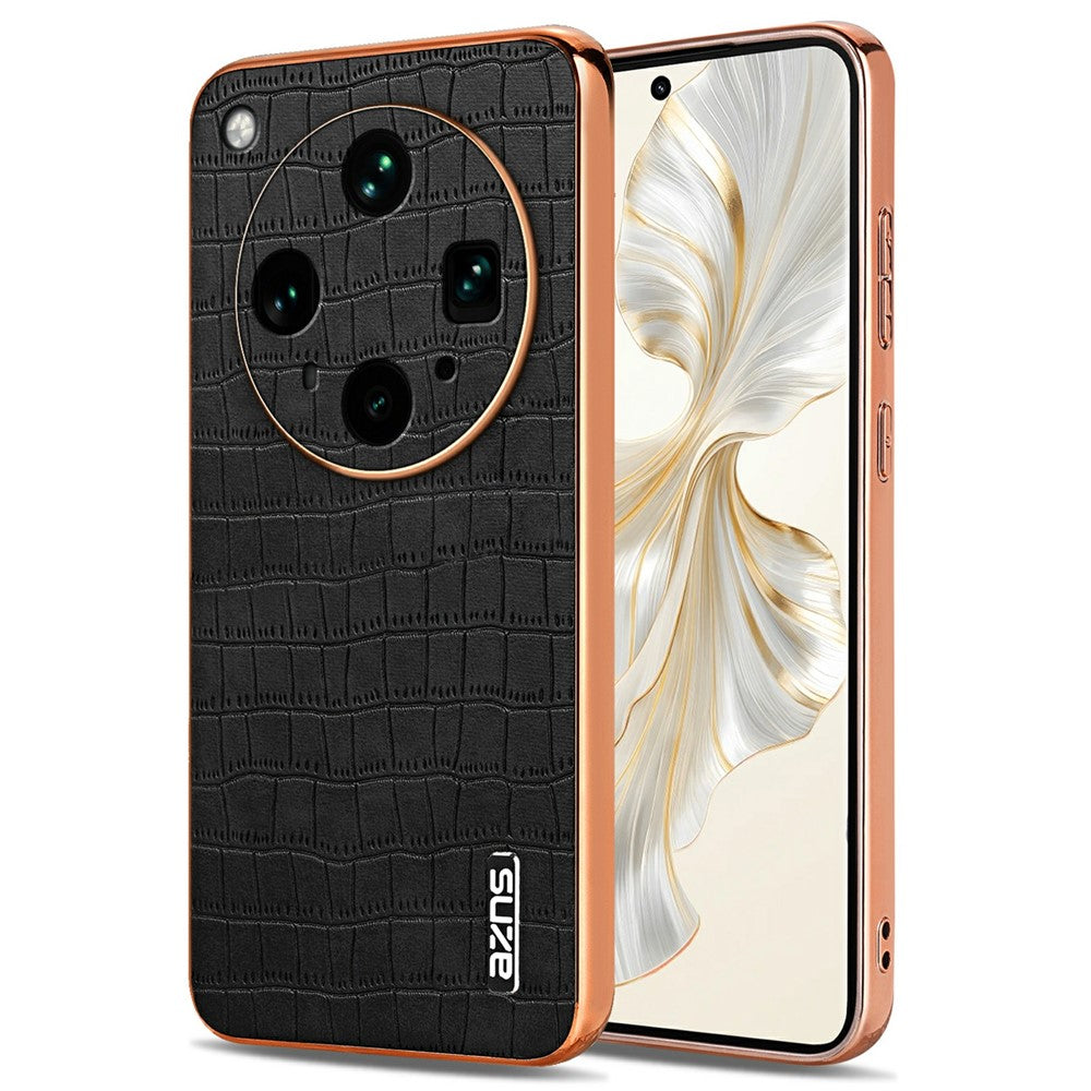 AZNS For Oppo Find X8 Ultra 5G Case Electroplating Crocodile Texture PU + TPU Phone Cover