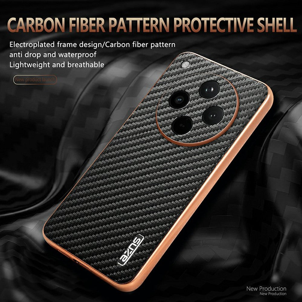 AZNS For Oppo Find X8s+ 5G Case Electroplating Carbon Fiber Texture PU + TPU Phone Cover