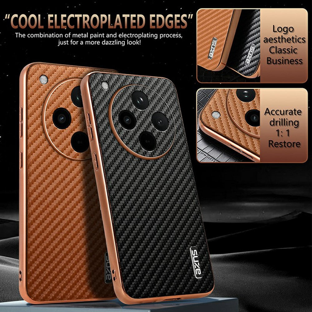 AZNS For Oppo Find X8s+ 5G Case Electroplating Carbon Fiber Texture PU + TPU Phone Cover