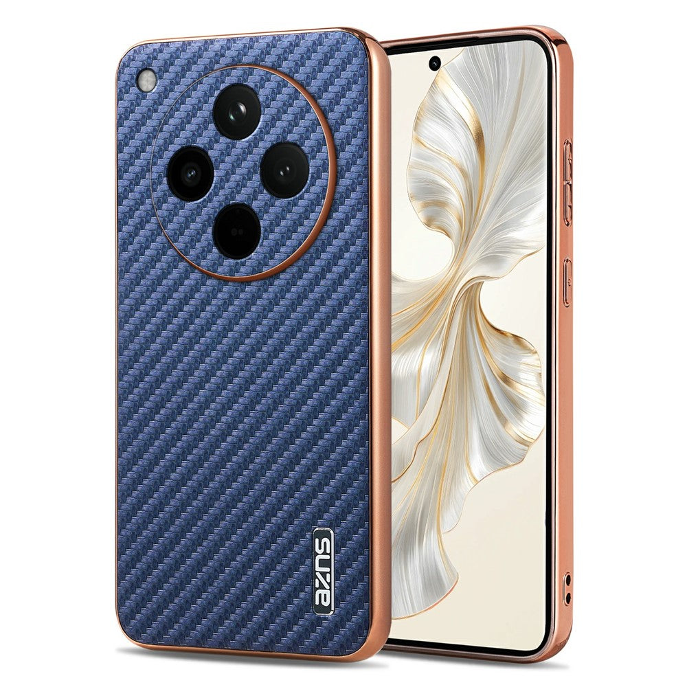 AZNS For Oppo Find X8s+ 5G Case Electroplating Carbon Fiber Texture PU + TPU Phone Cover