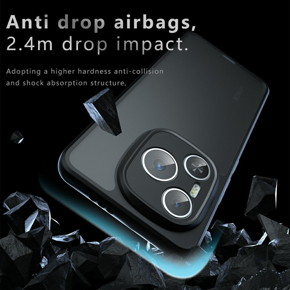 For Honor Power 5G Case Skin-Touch TPU + PC Matte Phone Back Cover, Transparent Black