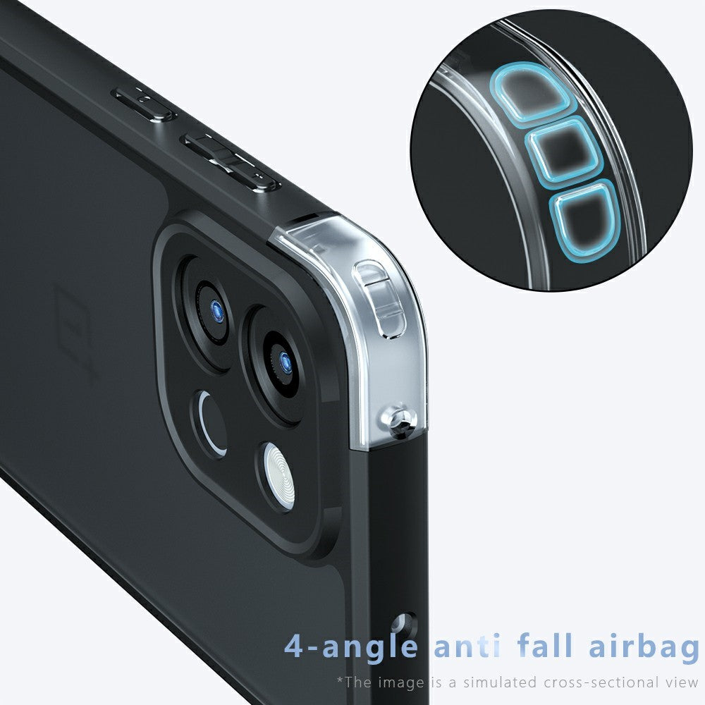 For OnePlus 13T 5G Case Skin-Touch TPU + PC Matte Phone Back Cover, Transparent Black