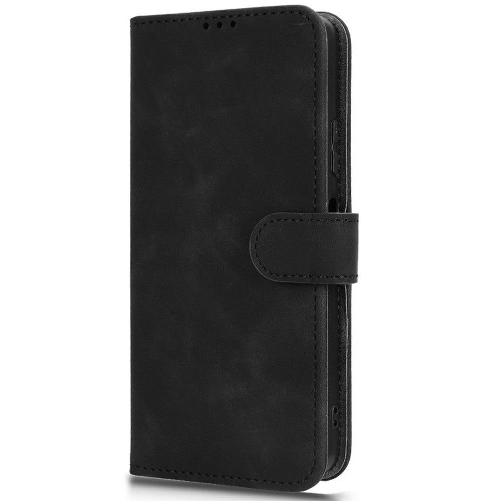 Läderfodral för Huawei Enjoy 80, stötsäkert plånboksfodral med fällbart grepp, skin-feel, fallskyddande