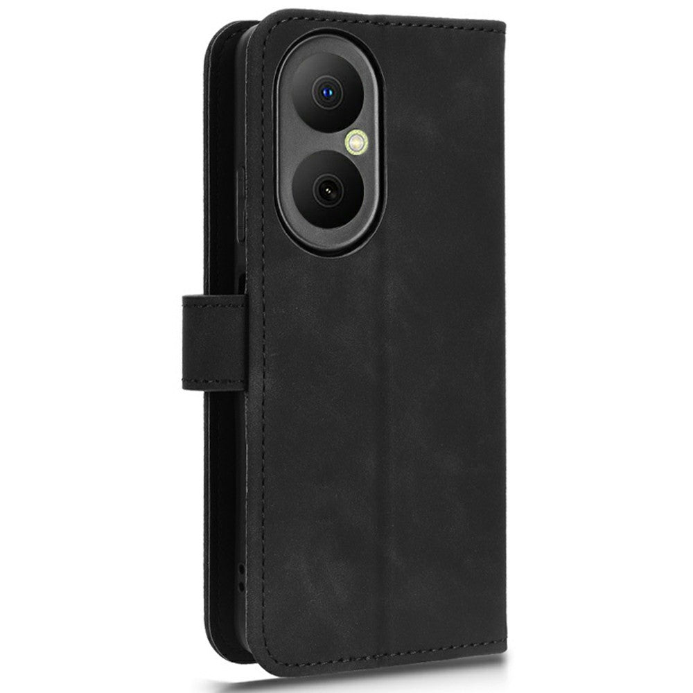 Läderfodral för Huawei Enjoy 80, stötsäkert plånboksfodral med fällbart grepp, skin-feel, fallskyddande