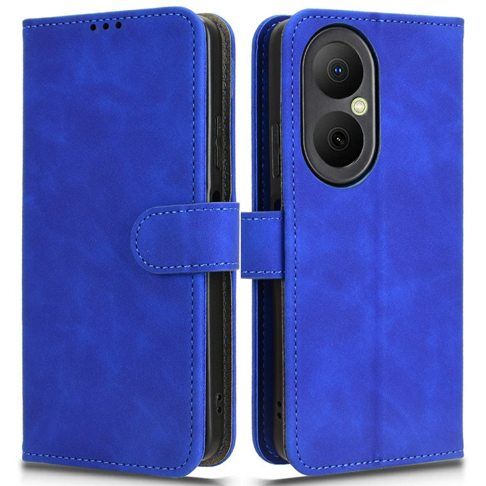 Läderfodral för Huawei Enjoy 80, stötsäkert plånboksfodral med fällbart grepp, skin-feel, fallskyddande
