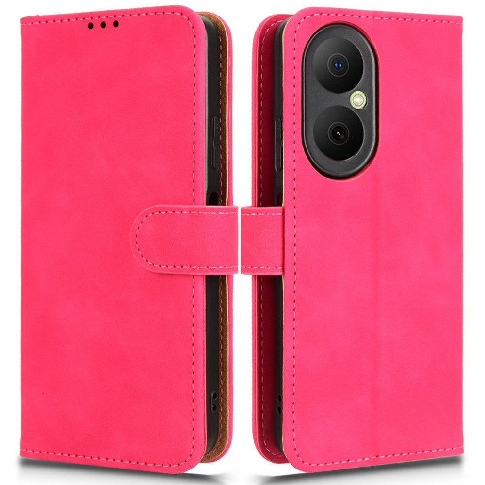 Läderfodral för Huawei Enjoy 80, stötsäkert plånboksfodral med fällbart grepp, skin-feel, fallskyddande