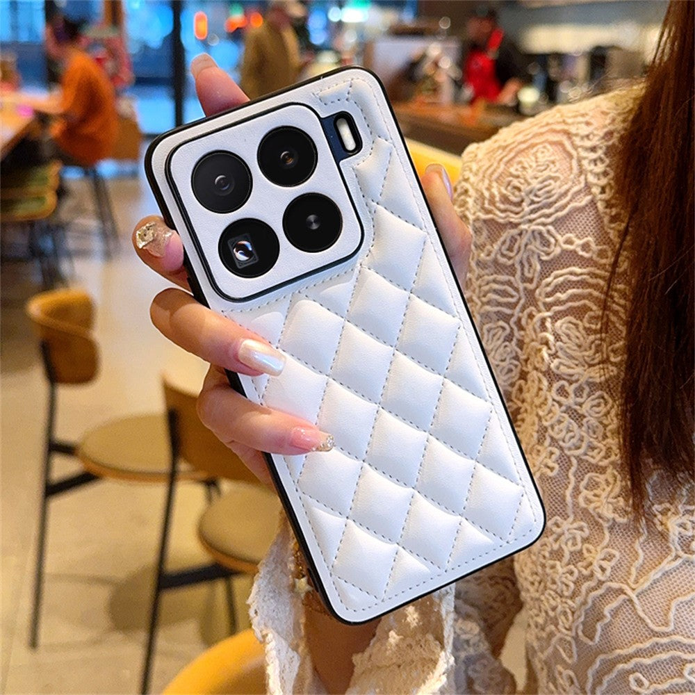 For Xiaomi 15 Pro Case Rhombus Stitching PU Leather + TPU Shockproof Phone Cover