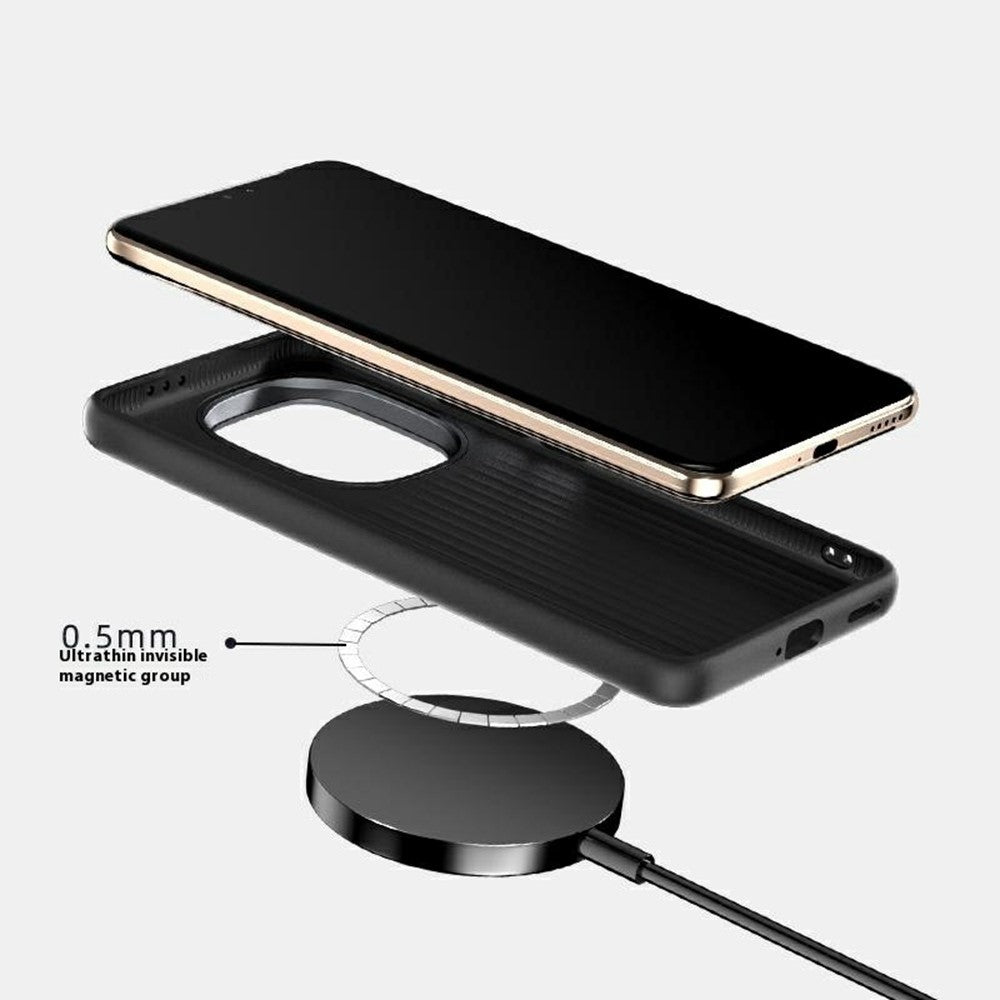 ABEEL For Honor Power 5G Magnetisk Etui Karbonfibertekstur Bagcover