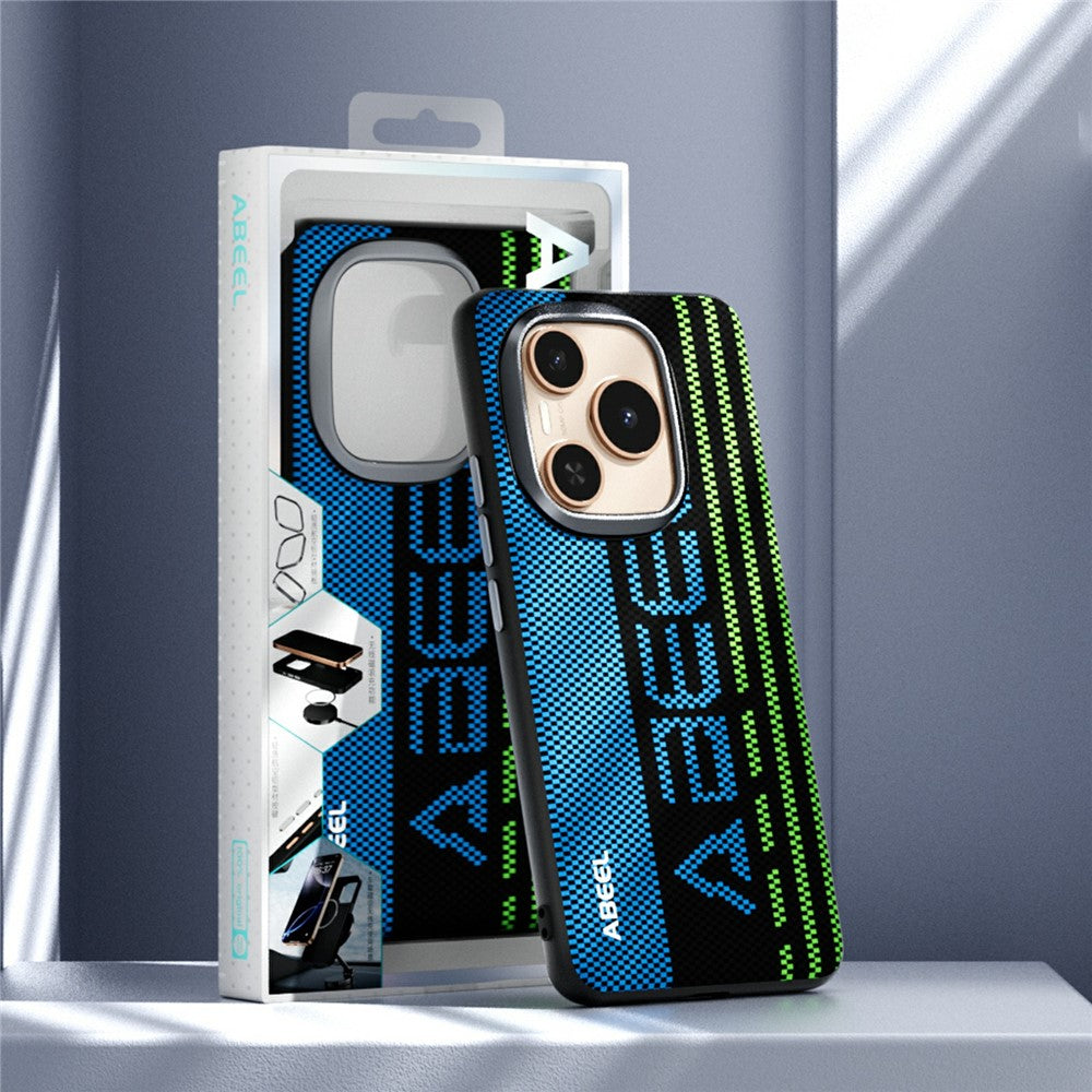 ABEEL For Honor Power 5G Magnetic Case Micro-Embossing 6D Printed PC TPU Aluminum Alloy Leather Phone Cover