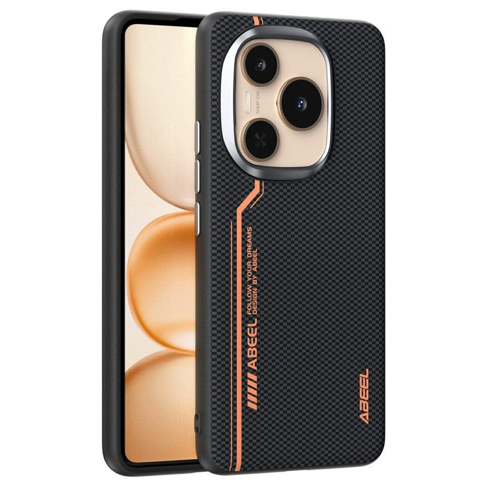 ABEEL For Honor Power 5G Magnetic Case Micro-Embossing 6D Printed PC TPU Aluminum Alloy Leather Phone Cover