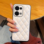 For Oppo Reno13 5G (Global) Case Rhombus Stitching PU Leather + TPU Shockproof Phone Cover