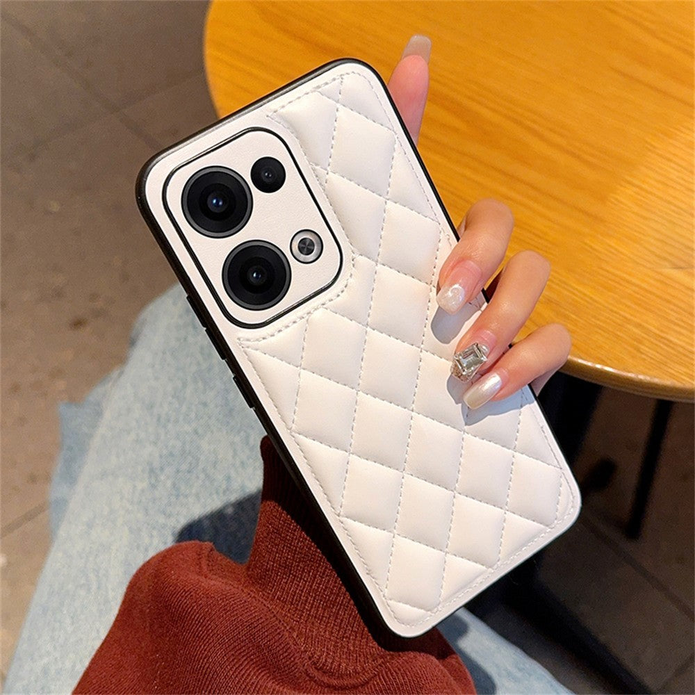 For Oppo Reno13 5G (Global) Case Rhombus Stitching PU Leather + TPU Shockproof Phone Cover