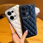 For Oppo Reno13 5G (Global) Case Rhombus Stitching PU Leather + TPU Shockproof Phone Cover