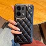 For Oppo Reno13 5G (Global) Case Rhombus Stitching PU Leather + TPU Shockproof Phone Cover