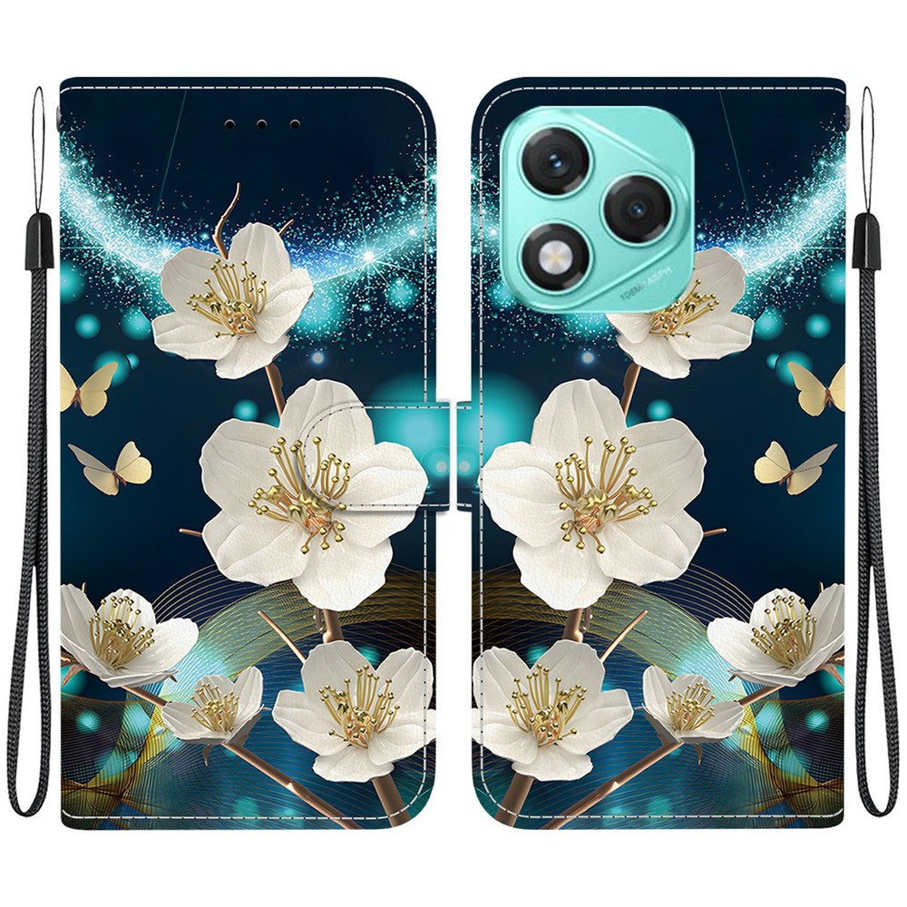 For Honor 400 Lite 5G Case Pattern Printing Anti-Drop Leather Flip Wallet Phone Cover with Lanyard