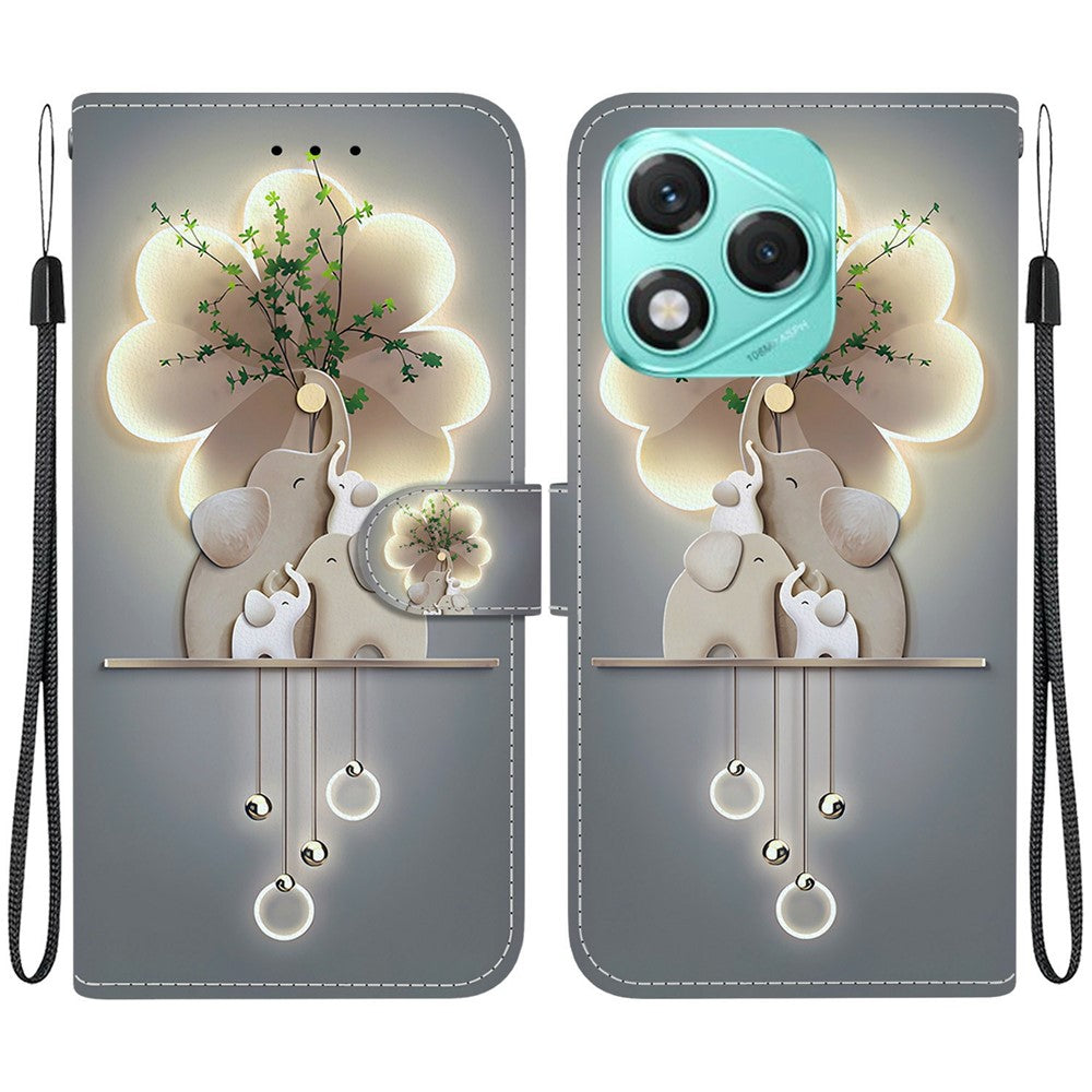 For Honor 400 Lite 5G Case Pattern Printing Anti-Drop Leather Flip Wallet Phone Cover with Lanyard