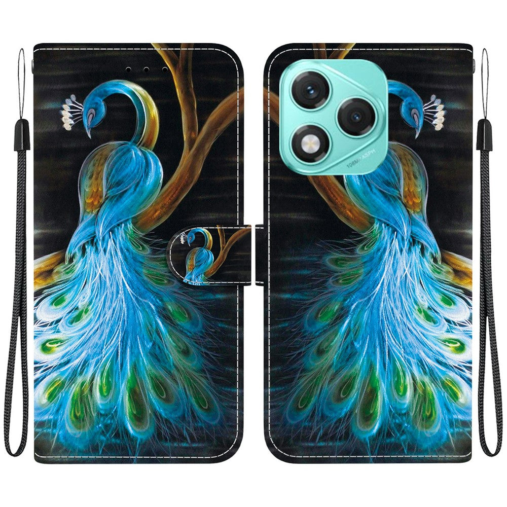For Honor 400 Lite 5G Case Pattern Printing Anti-Drop Leather Flip Wallet Phone Cover with Lanyard