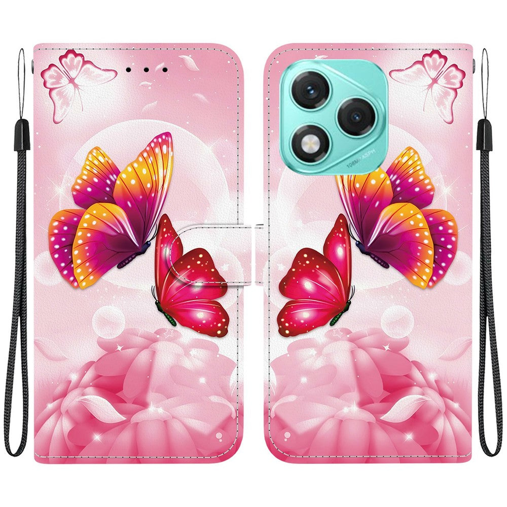 For Honor 400 Lite 5G Case Pattern Printing Anti-Drop Leather Flip Wallet Phone Cover with Lanyard