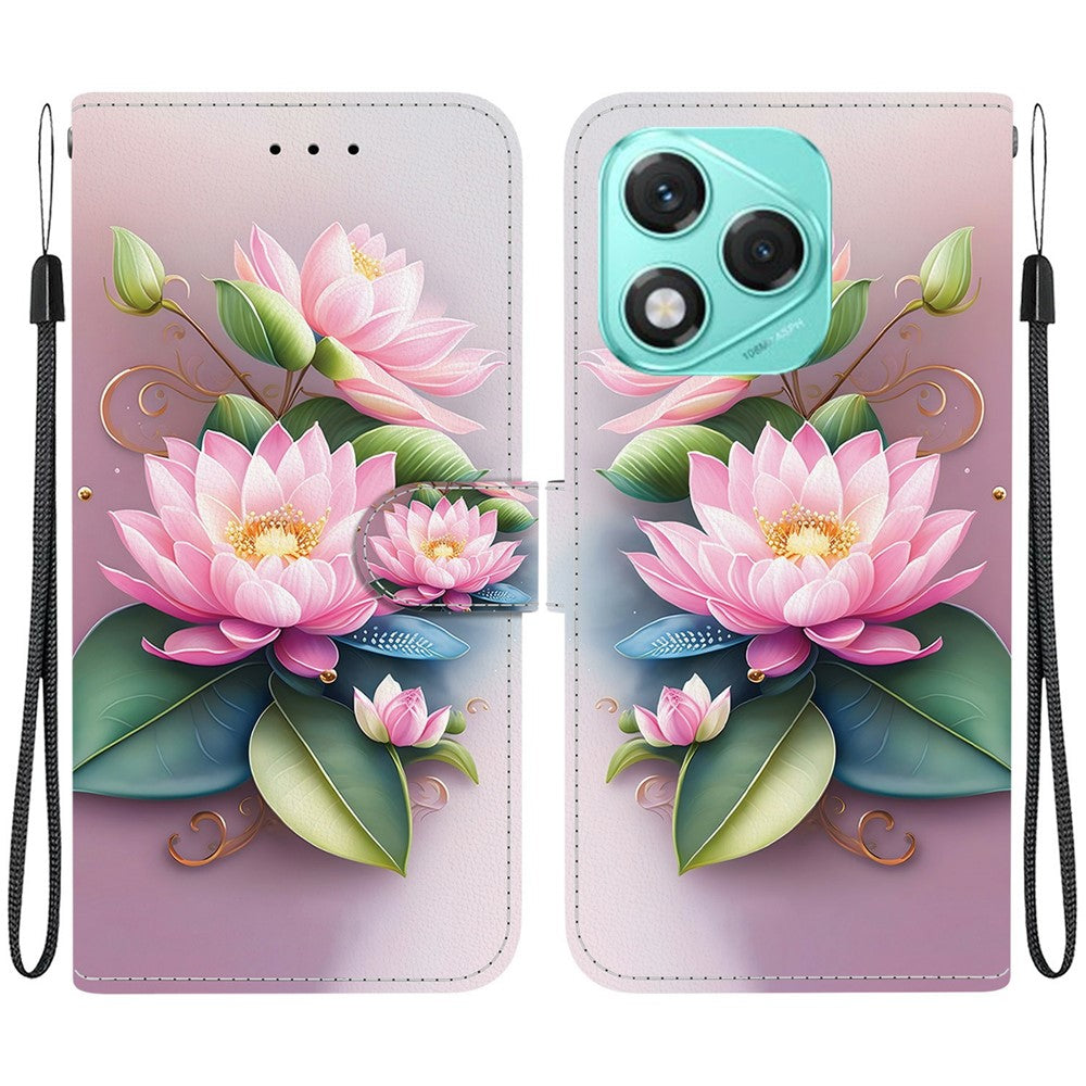 For Honor 400 Lite 5G Case Pattern Printing Anti-Drop Leather Flip Wallet Phone Cover with Lanyard