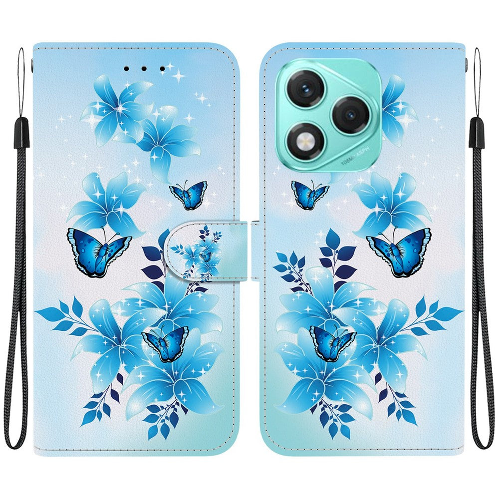 For Honor 400 Lite 5G Case Pattern Printing Anti-Drop Leather Flip Wallet Phone Cover with Lanyard