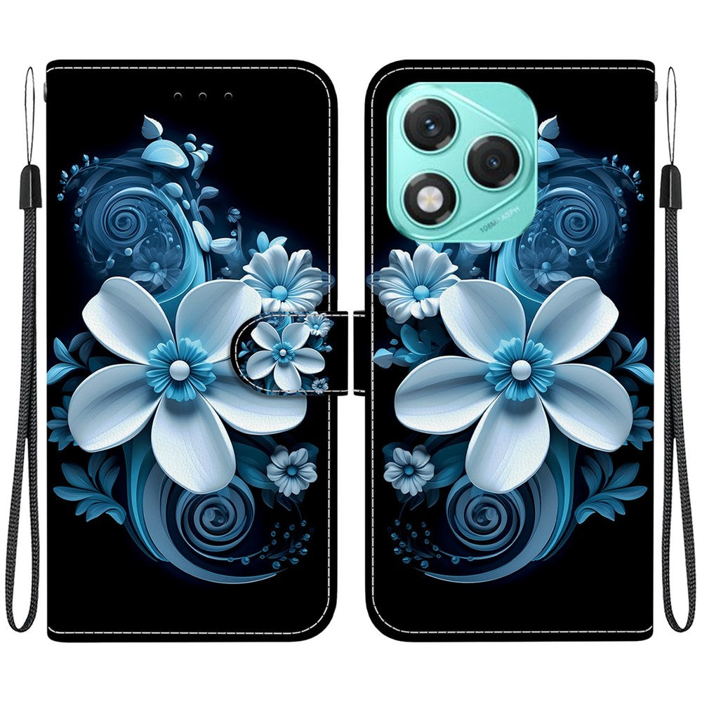 For Honor 400 Lite 5G Case Pattern Printing Anti-Drop Leather Flip Wallet Phone Cover with Lanyard