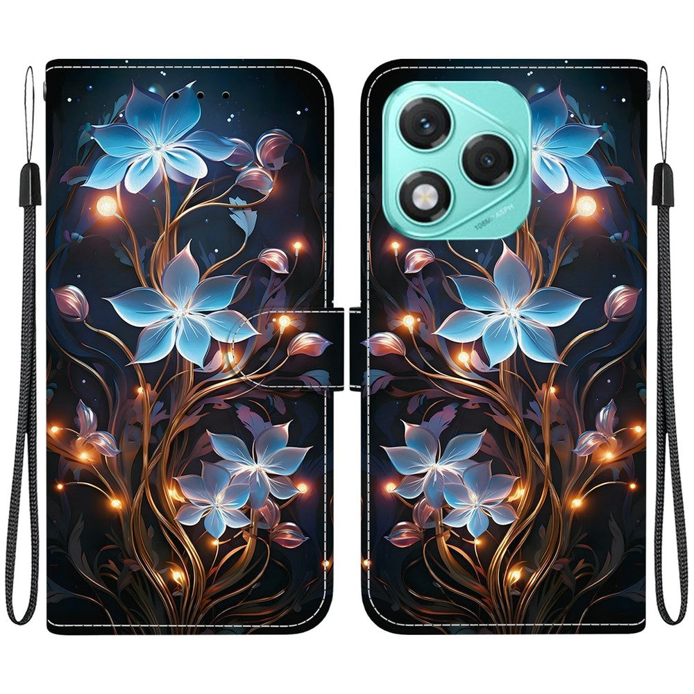 For Honor 400 Lite 5G Case Pattern Printing Anti-Drop Leather Flip Wallet Phone Cover with Lanyard