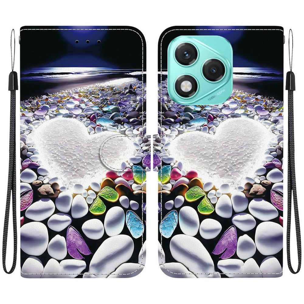 For Honor 400 Lite 5G Case Pattern Printing Anti-Drop Leather Flip Wallet Phone Cover with Lanyard