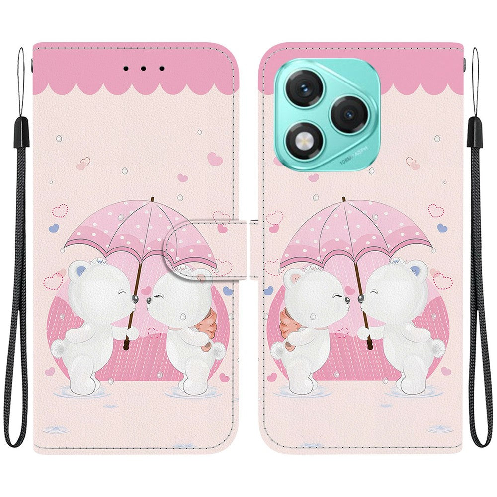 For Honor 400 Lite 5G Case Pattern Printing Anti-Drop Leather Flip Wallet Phone Cover with Lanyard