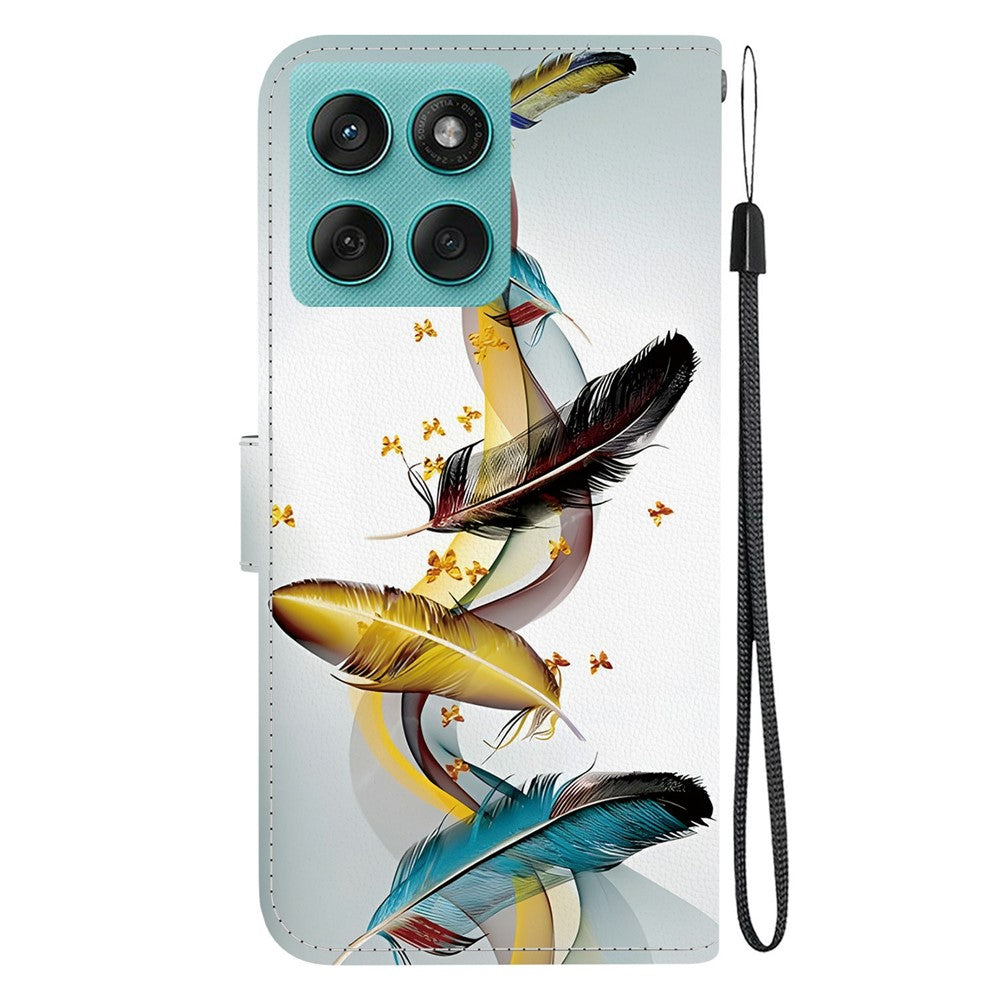 Til Motorola Edge 60 5G / 60 Fusion 5G etui, mønsterprint, anti-drop, læder flip-pung telefoncover med snor