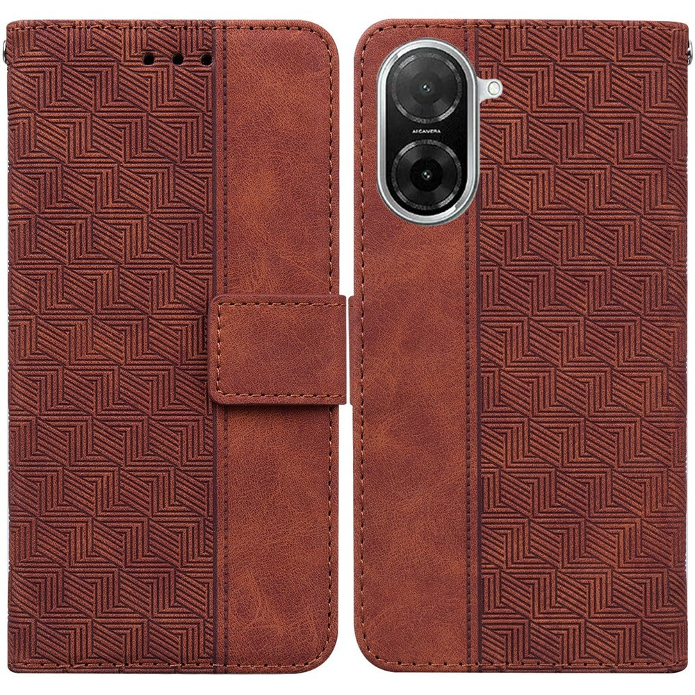For Xiaomi Redmi A5 NFC (EU) (173.45mm) Case Geometry Pattern Leather Wallet Phone Cover with Wrist Strap