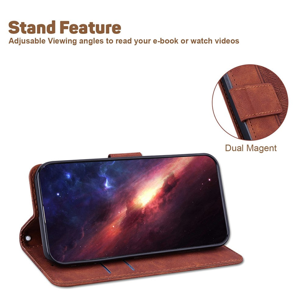 For Xiaomi Redmi A5 NFC (EU) (173.45mm) Case Geometry Pattern Leather Wallet Phone Cover with Wrist Strap