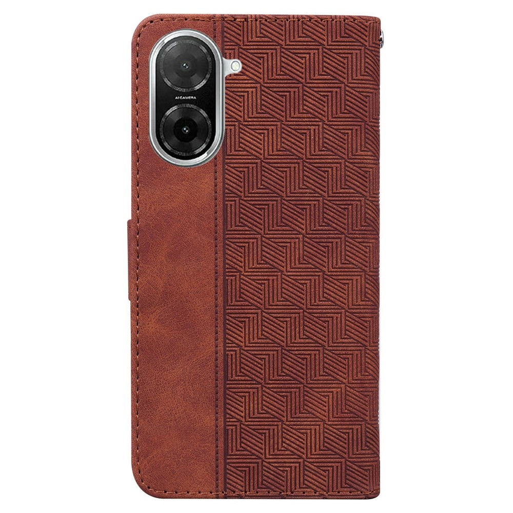 For Xiaomi Redmi A5 NFC (EU) (173.45mm) Case Geometry Pattern Leather Wallet Phone Cover with Wrist Strap