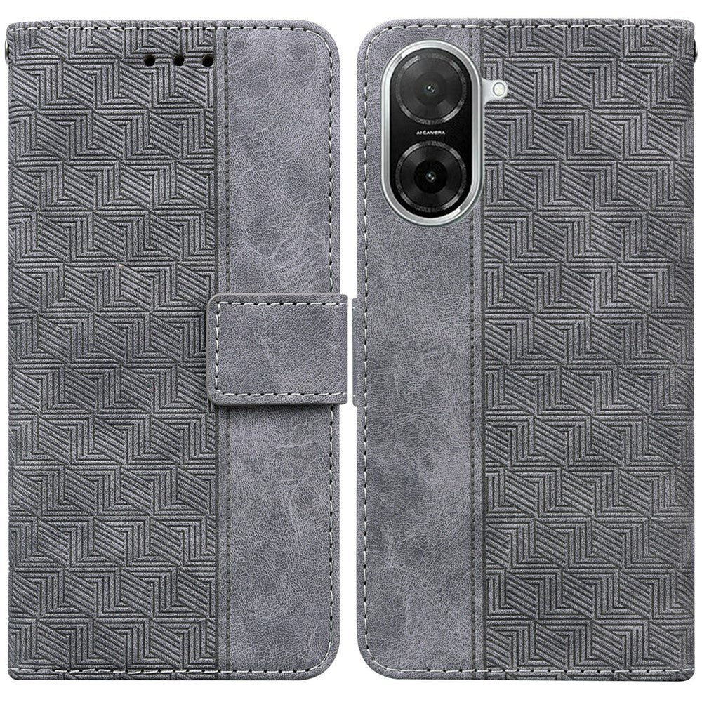 For Xiaomi Redmi A5 NFC (EU) (173.45mm) Case Geometry Pattern Leather Wallet Phone Cover with Wrist Strap