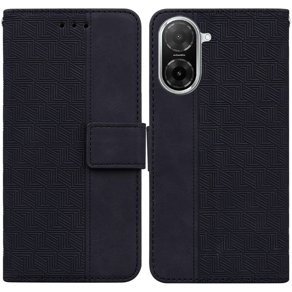 For Xiaomi Redmi A5 NFC (EU) (173.45mm) Case Geometry Pattern Leather Wallet Phone Cover with Wrist Strap