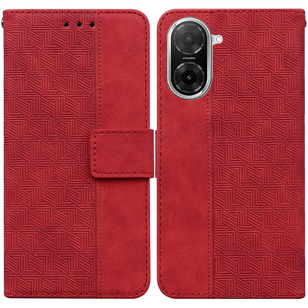 For Xiaomi Redmi A5 NFC (EU) (173.45mm) Case Geometry Pattern Leather Wallet Phone Cover with Wrist Strap
