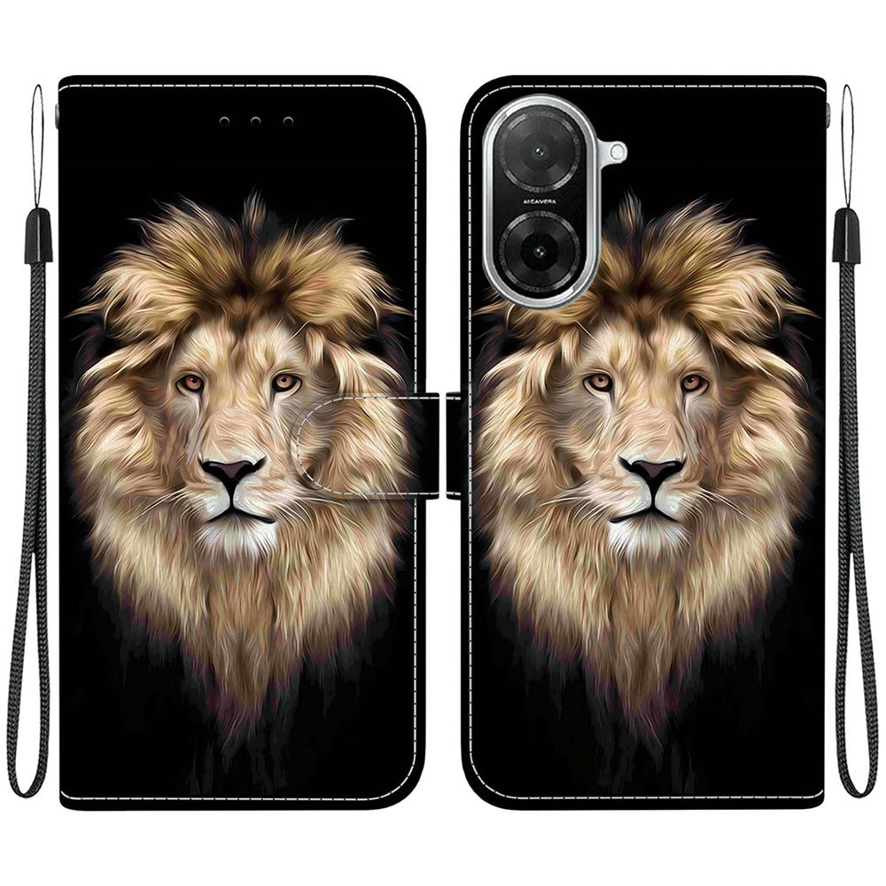 For Xiaomi Redmi A5 NFC (EU) (173.45mm) Case Pattern Printing Anti-Drop Leather Flip Wallet Phone Cover with Lanyard