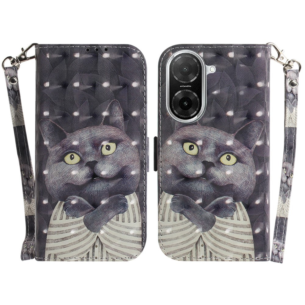 For Xiaomi Redmi A5 NFC (EU) (173.45mm) Case Pattern Printing Leather Wallet Phone Cover with Wrist Strap